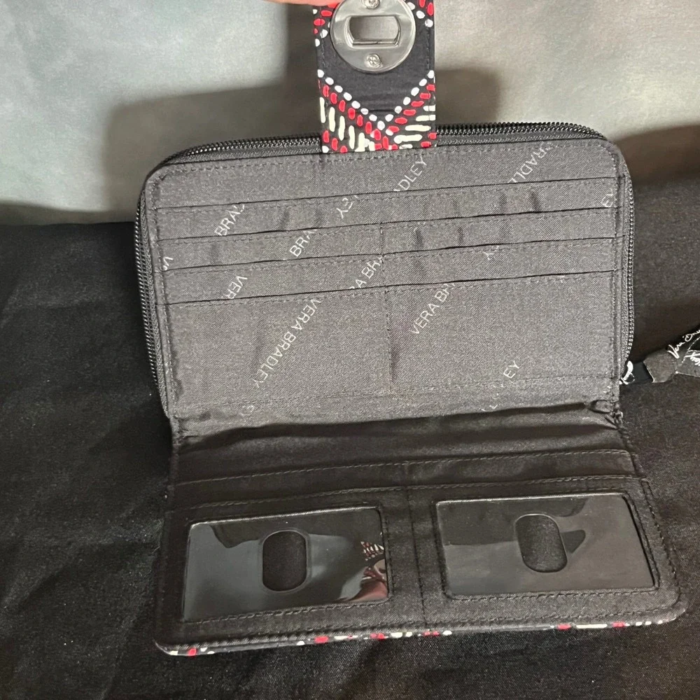 Vera Bradley Turnlock Wallet Quilted Minsk Plaid Cotton‎ Black Red White - Picture 3 of 5